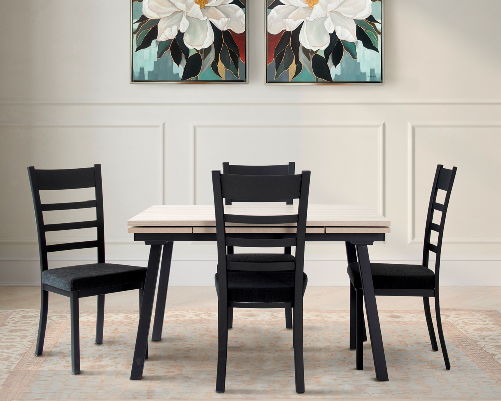 Mobilier de cuisine laminé et métal 5mcx - Table, 4 chaises - Gris