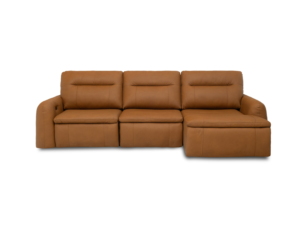 Sectionnel inclinable 3mcx Électrique coulissant Cuir et simili cuir Caramel - Caramel