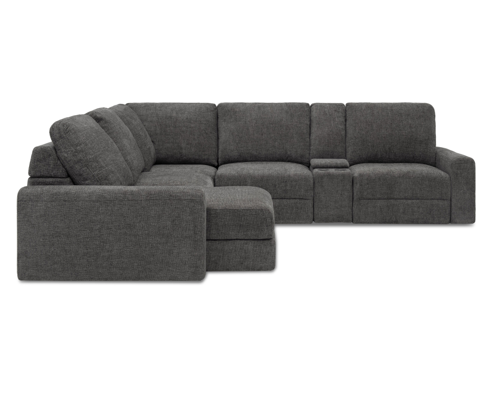 Sectionnel 6mcx Électrique coulissant Tissu Gris moyen - Gris
