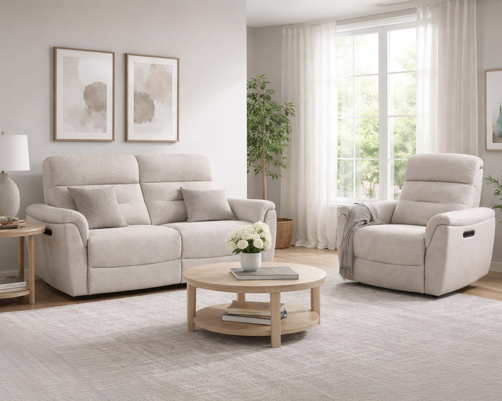 Fauteuil et sofa inclinable Électrique Tissu Beige foncé - Beige