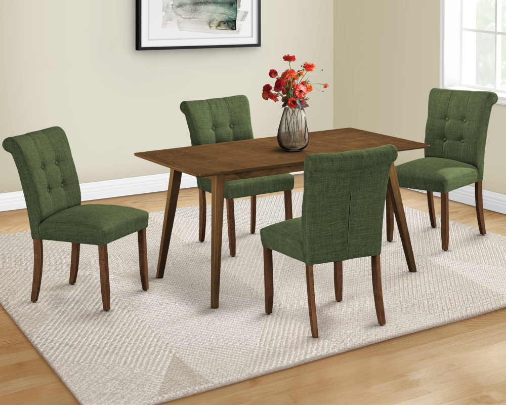 Mobilier de cuisine en bois 5mcx - Table, 4 chaises - Vert