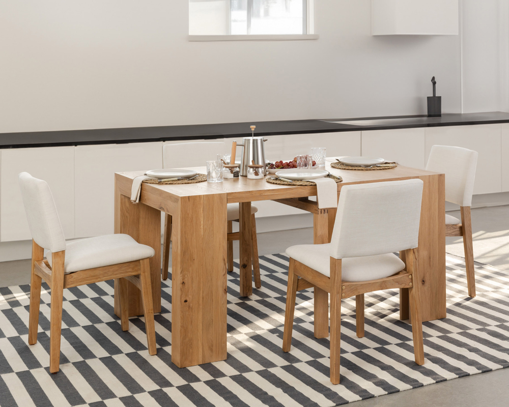 Ensemble de cuisine en bois 5mcx Table, 4 chaises Naturel - Naturel