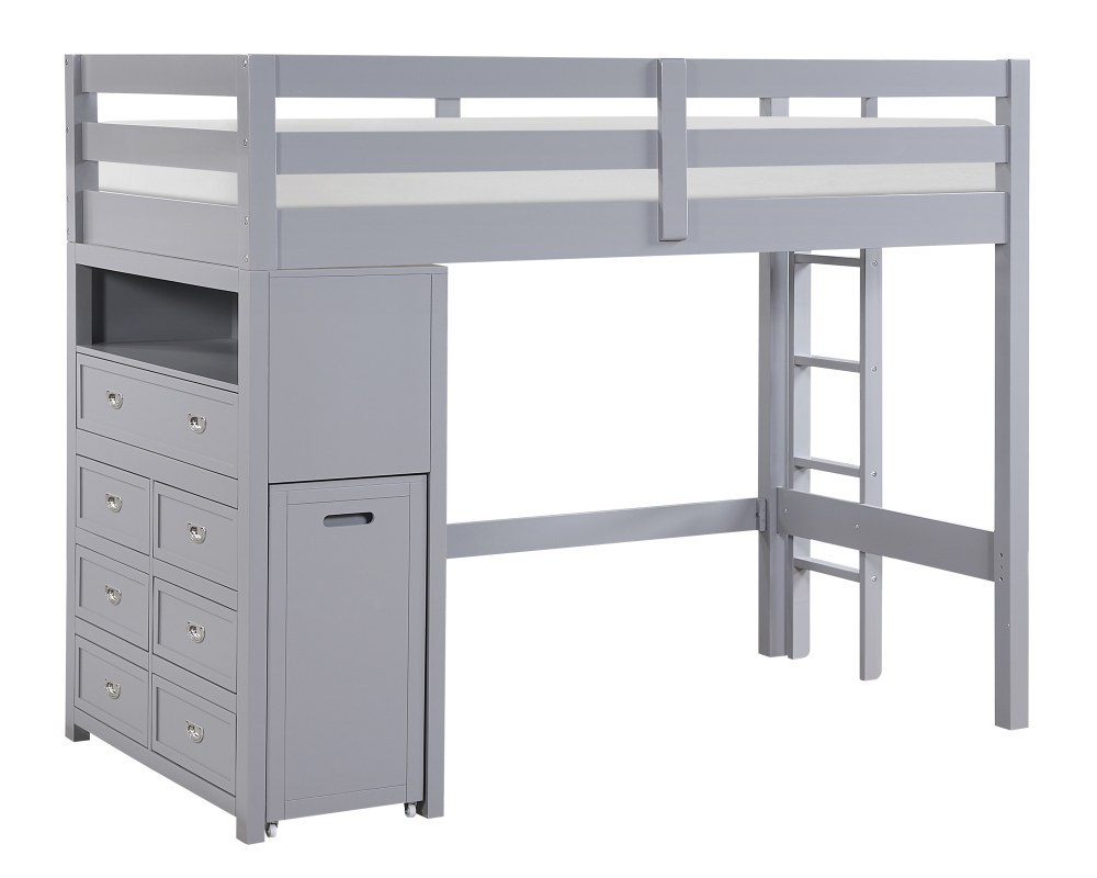 Lit mezzanine en bois - Simple - Gris