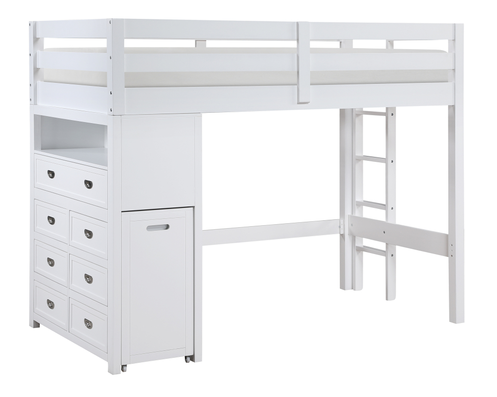 Lit mezzanine en bois - Simple - Blanc