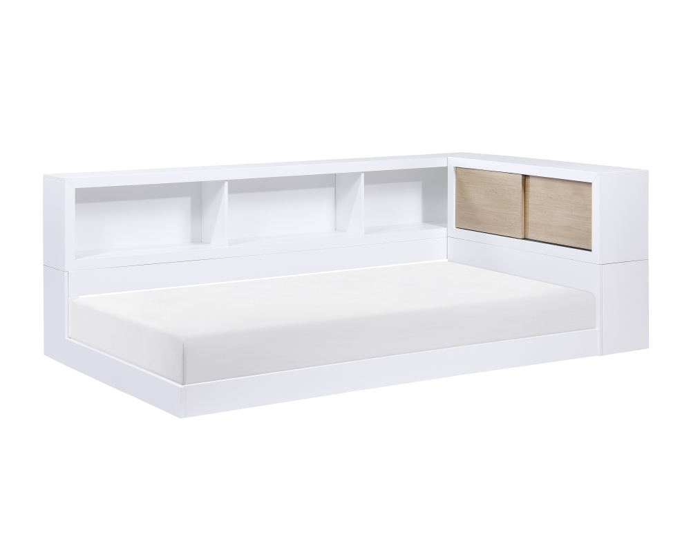 Lit en bois avec rangement - Simple - Blanc