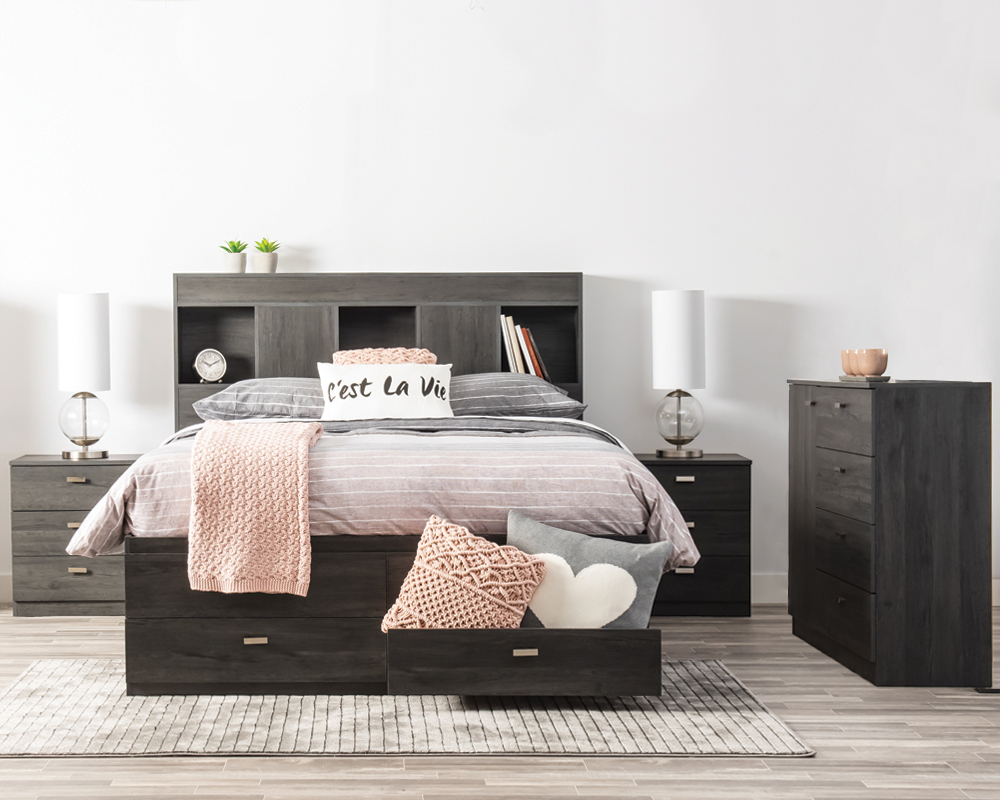 Mobilier de chambre stratifié king 5mcx - Gris