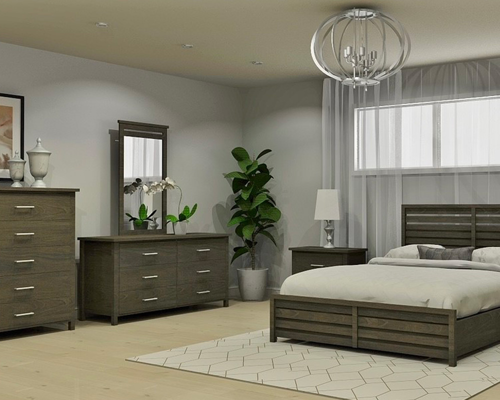 Mobilier de chambre laminé king 10 mcx - Gris