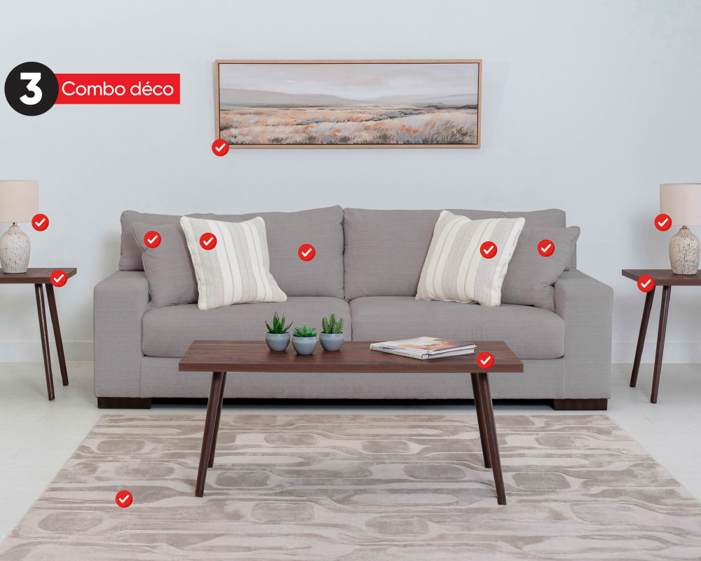 Combo déco #3 Maëlle Sofa condo gris 12 mcx Tissu Gris moyen - Gris