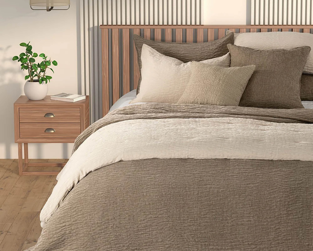 Housse de couette lit queen avec 2 cache-oreillers Beige taupe - Beige