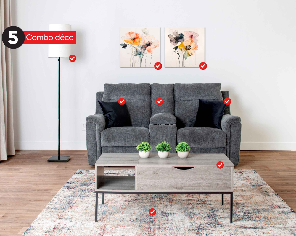 Combo déco Julia Causeuse inclinable électrique grise 8 mcx Tissu Gris charcoal - Gris