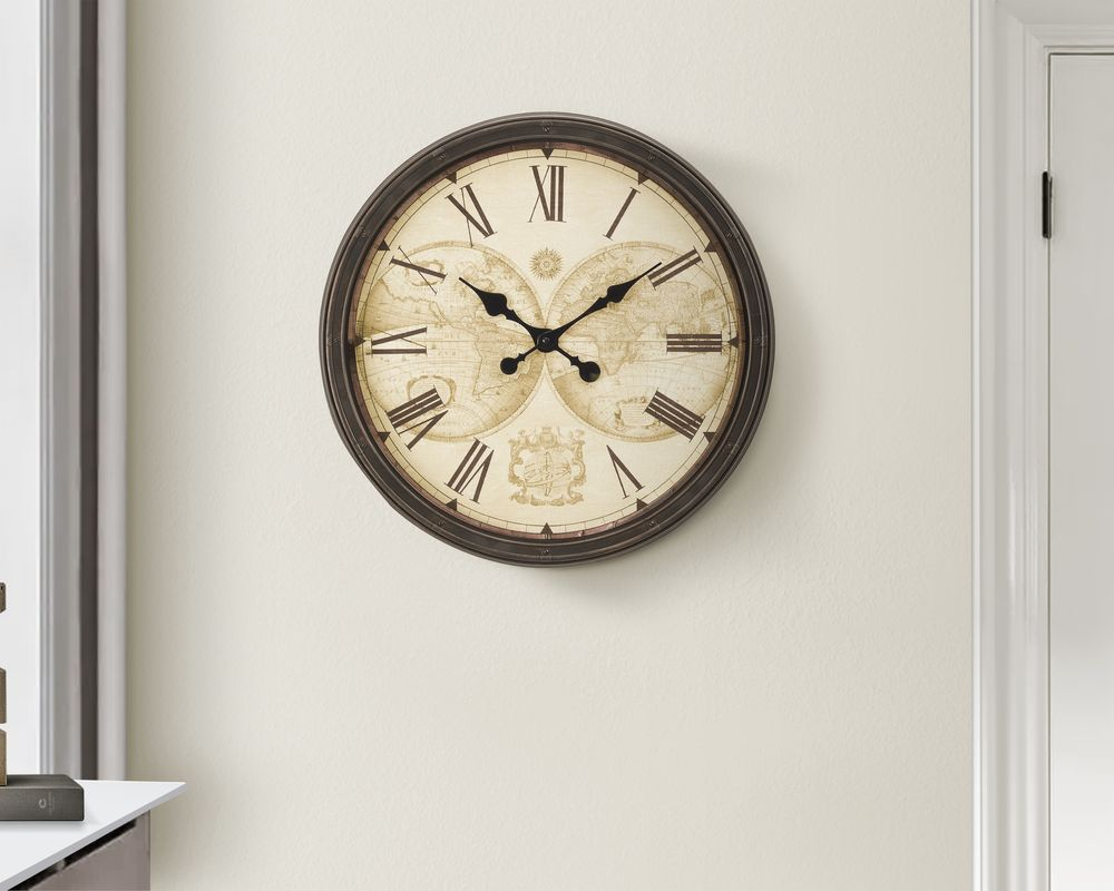 Horloge murale 20 po - Brun