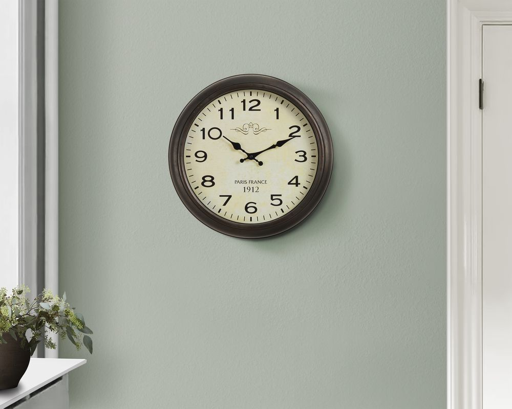 Horloge murale 16 po - Brun