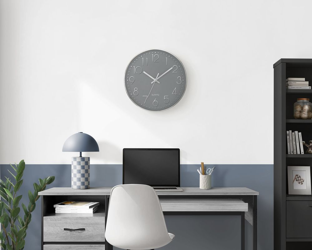 Horloge murale 12 po - Gris