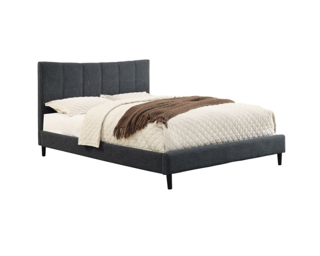 Lit plateforme Rimo tissu gris - Gris