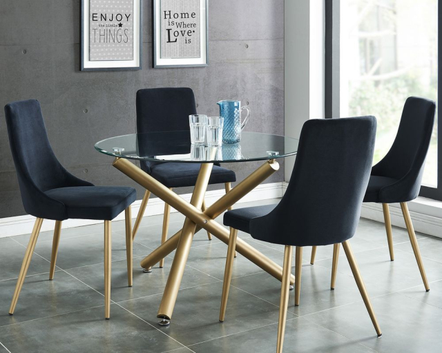 Ensemble de cuisine de cuisine 5mcx Carmilla verre or - Noir