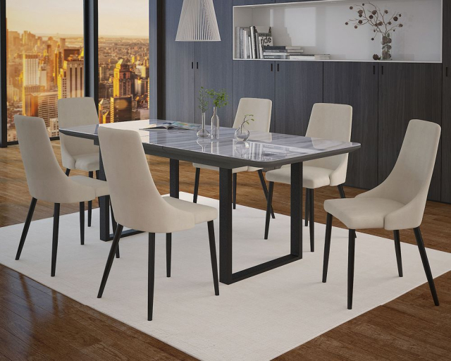 Ensemble de cuisine de cuisine 7mcx Gavin-venice verre noir - Beige