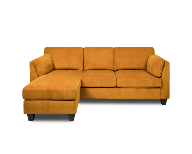 Sectionnel Chaise longue réversible Tissu Jaune foncé - Jaune