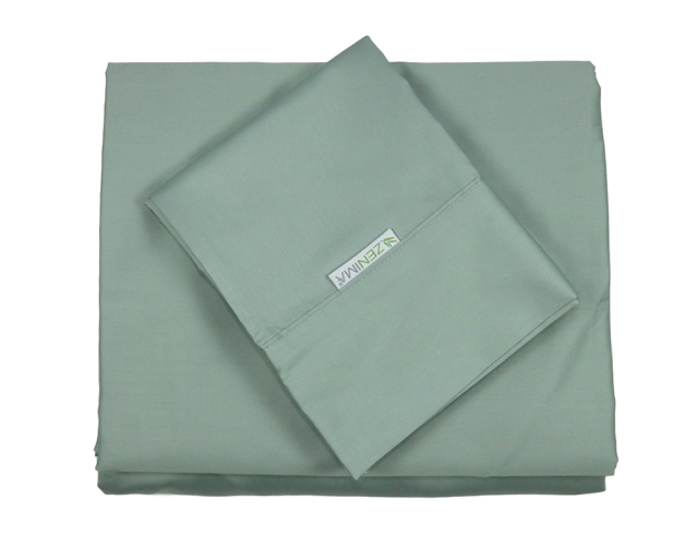 Ensemble de draps lit queen Coton biologique Vert sauge - Vert