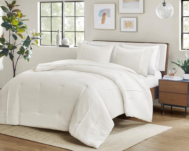 Housse de couette lit queen et 2 cache-oreillers - Crème