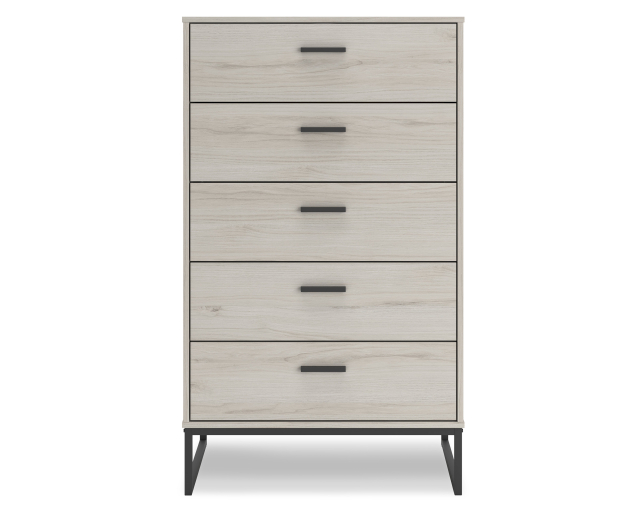 Commode laminée - 5 tiroirs - Beige