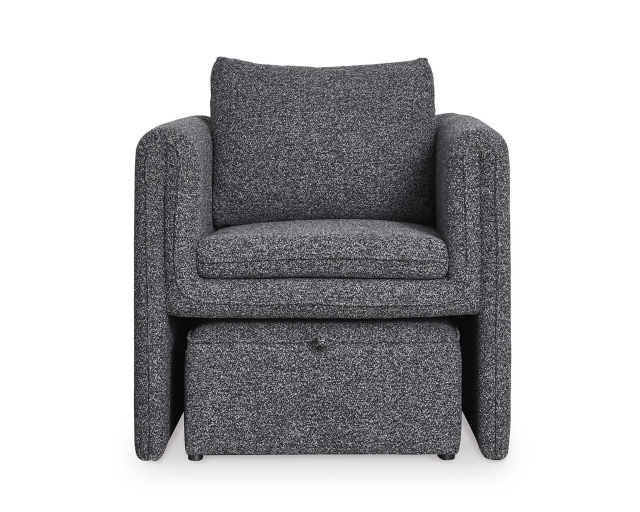 Fauteuil avec ottoman Tissu Gris charcoal - Gris