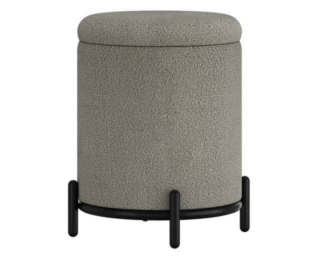 Ottoman de rangement rond Castor tissu gris - Gris