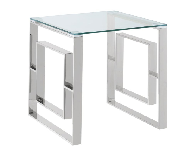 Table d'appoint Eros verre argent - Argent