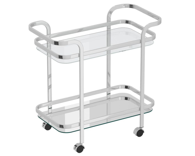Chariot à 2 niveaux Zedd verre chromé - Argent
