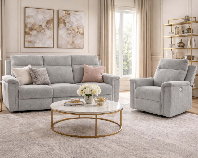 Fauteuil et sofa inclinable Électrique Tissu Gris moyen - Gris