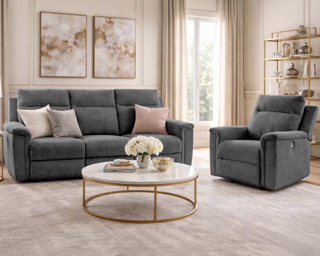 Fauteuil et sofa inclinable Électrique Tissu Gris charcoal - Gris