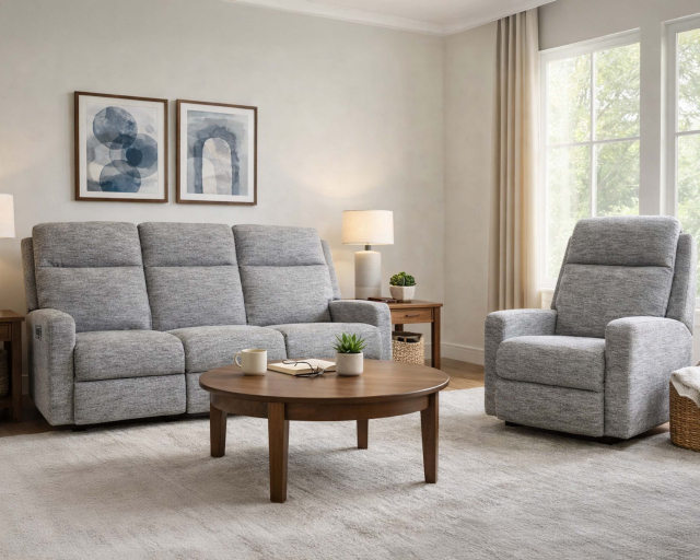 Fauteuil et sofa inclinable Électrique triple, tête, pied, lombaire Tissu Gris moyen - Gris