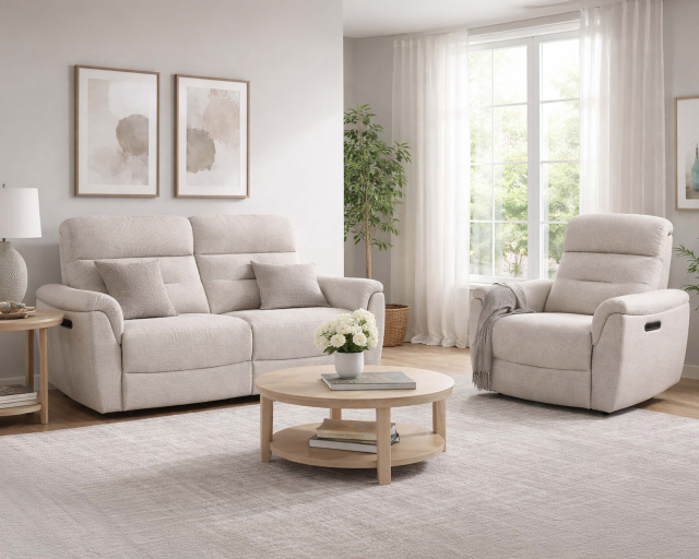 Fauteuil et sofa inclinable Électrique Tissu Beige foncé - Beige