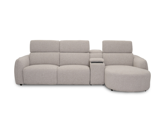 Sectionnel inclinable 3mcx Électrique Tissu Beige moyen - Beige