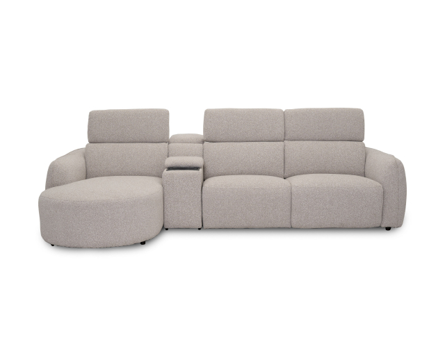 Sectionnel inclinable 3mcx Électrique Tissu Beige moyen - Beige