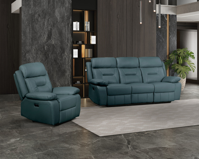 Fauteuil et sofa inclinable Électrique Cuir et simili cuir Bleu royal - Bleu