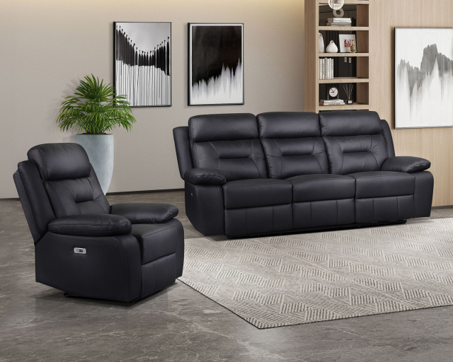 Fauteuil et sofa inclinable Électrique Cuir et simili cuir Noir - Noir