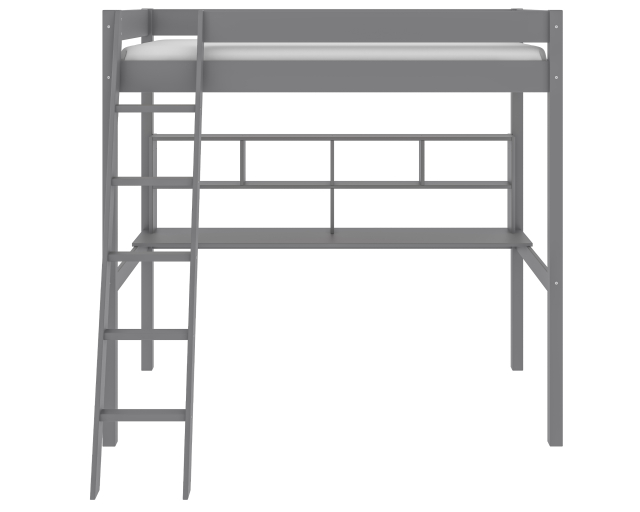 Lit mezzanine en bois avec bureau - Simple - Gris