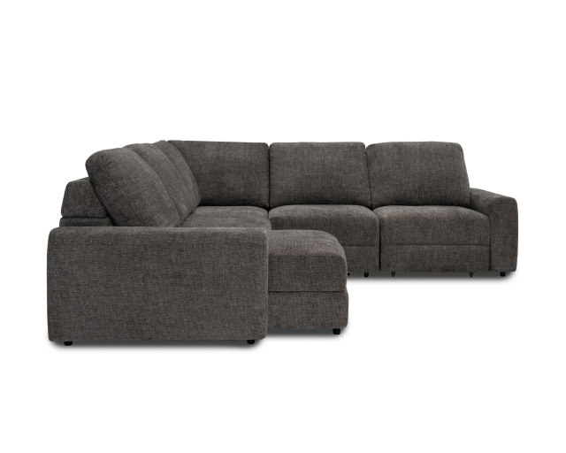 Sectionnel 5mcx Électrique coulissant Tissu Gris moyen - Gris
