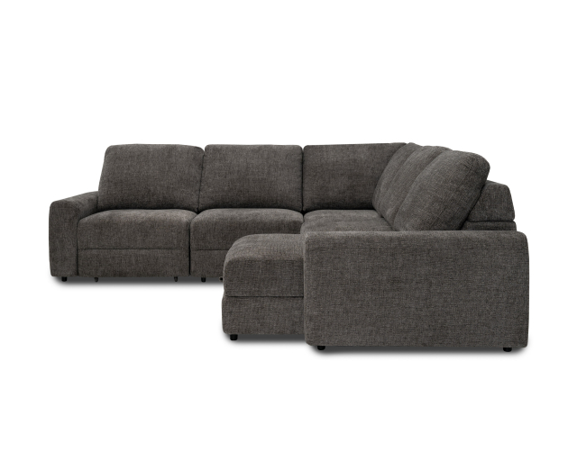 Sectionnel 5mcx Électrique coulissant Tissu Gris moyen - Gris
