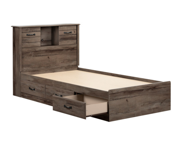 Lit laminé bibliothèque Simple Brun moyen - Brun