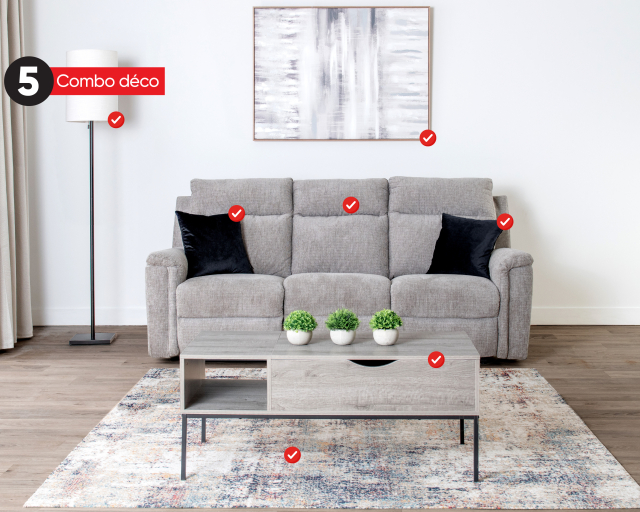 Combo déco #5 sofa inclinable électrique 7 mcx - Gris