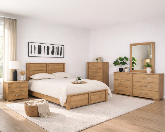 Ensemble de chambre laminé king 6mcx Brun pâle - Brun