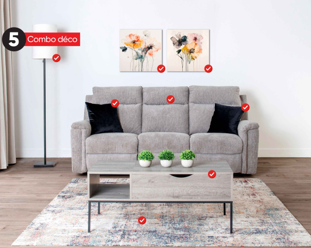 Combo déco Julia Sofa inclinable électrique gris 8 mcx Tissu Gris pâle - Gris