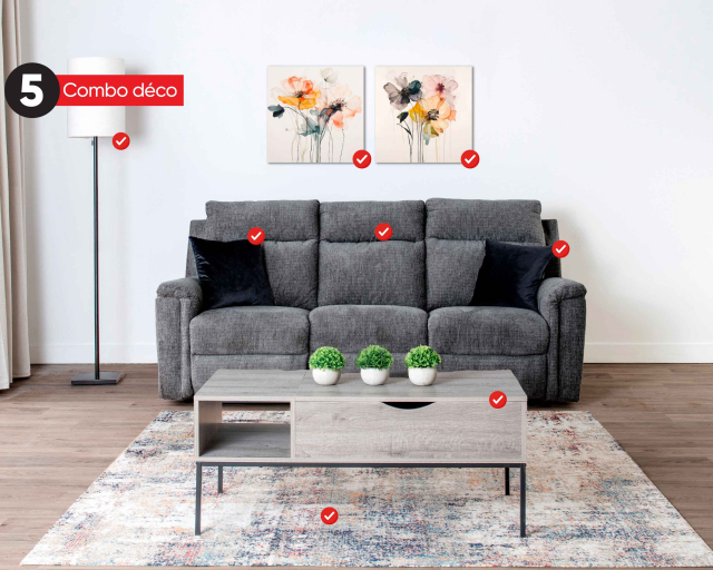 Combo déco Julia Sofa inclinable électrique gris 8 mcx Tissu Gris charcoal - Gris