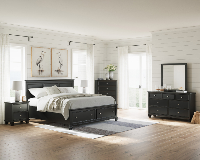 Ensemble de chambre en bois king 8mcx Noir - Noir
