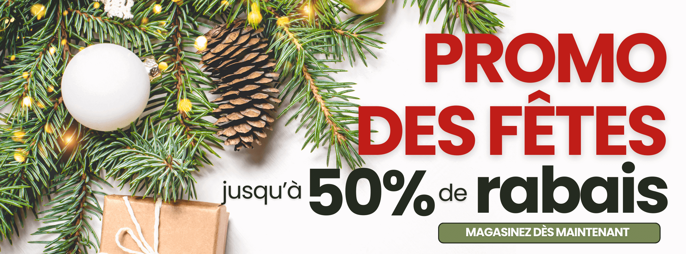 Promo des fêtes ! Jusqu'à 50% de rabais.