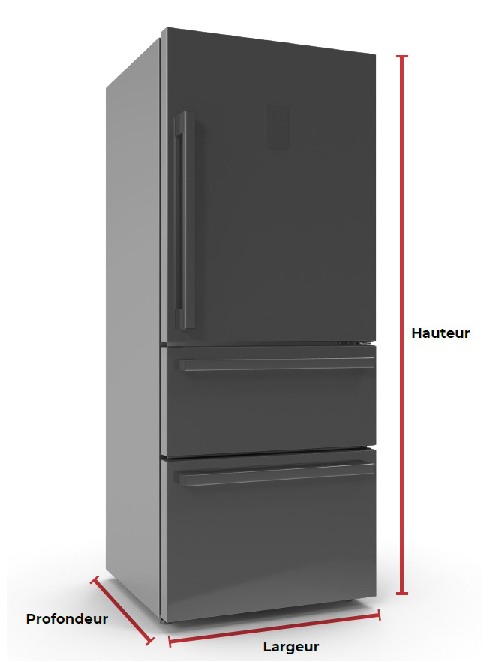 Profondeur, largeur, hauteur du réfrigérateur