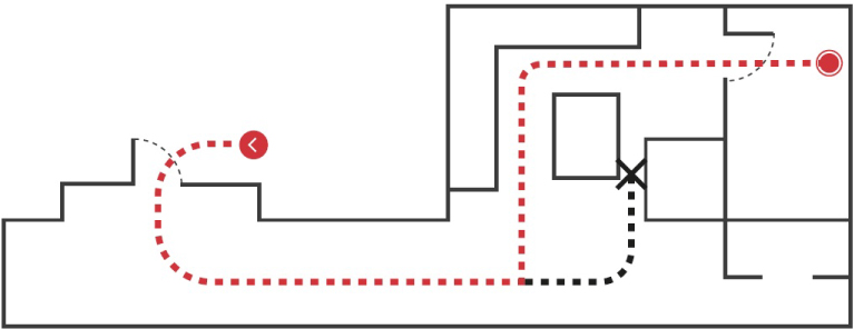 Plan d'une maison vue du dessus.