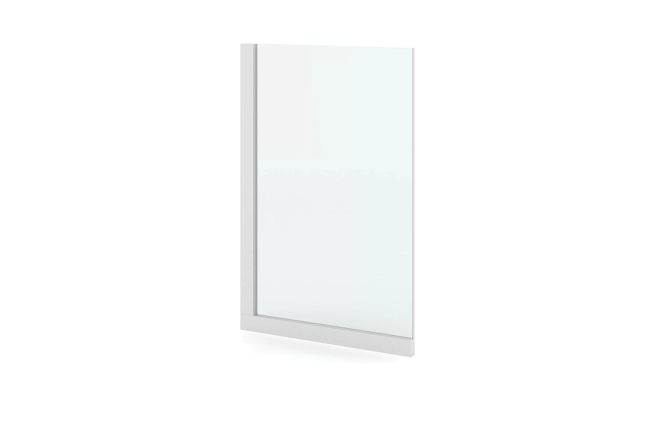 Miroir avec un cadre seulement en bas et à gauche, blanc