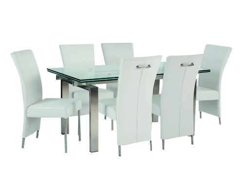 Table en verre et chaises blanches